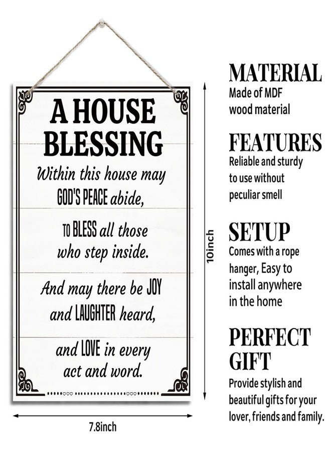XQLSR Christian Decor, A House Blessing Sign, Rustic Hanging Wood Plaque Sign, Rustic Door Hanger, Farmhouse Home Wall Decoration, Living Room Decor, Religious Artwork, New Home Gift, Housewarming Gift - Image 2